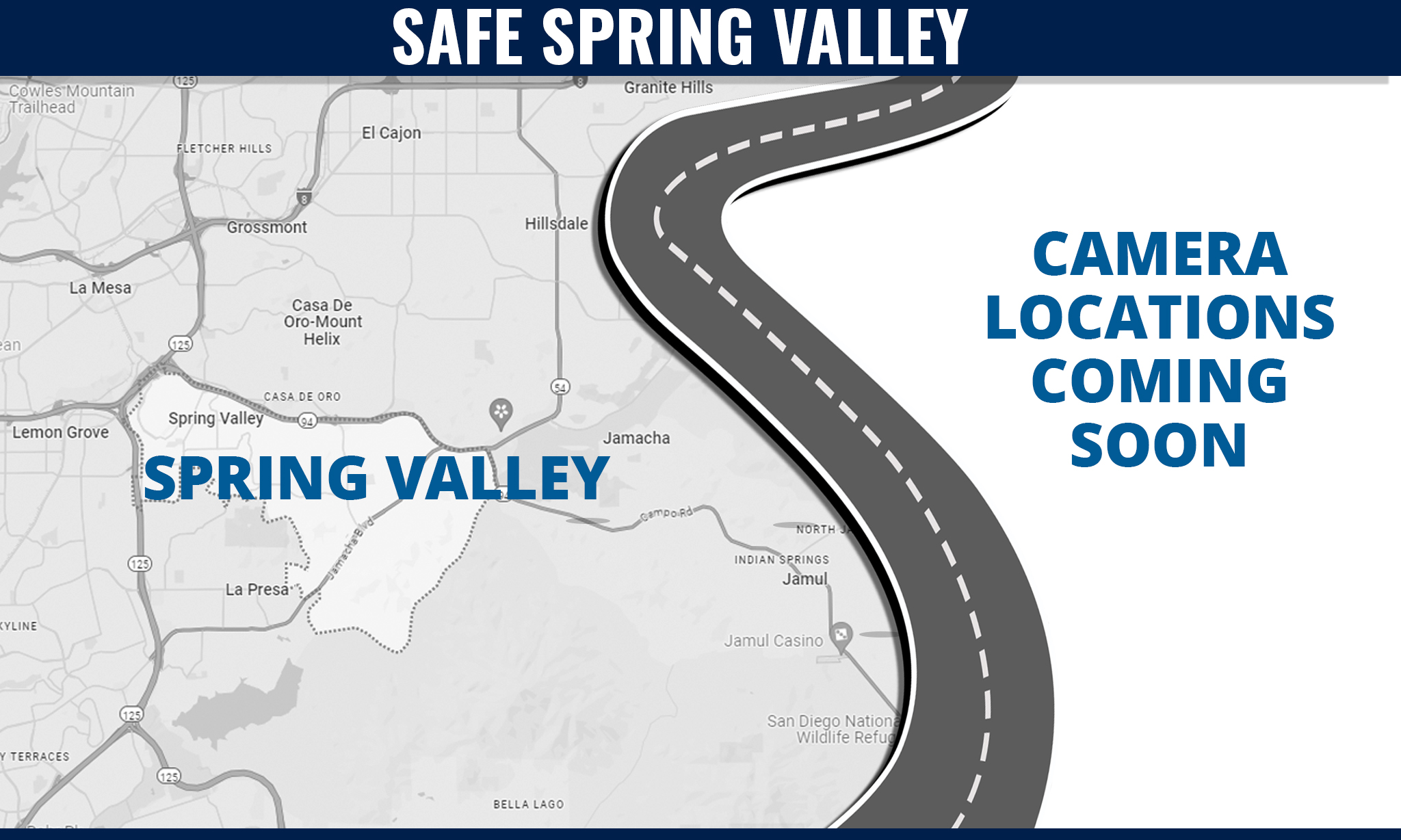 Map showing Safe Spring Valley camera locations throughout the area